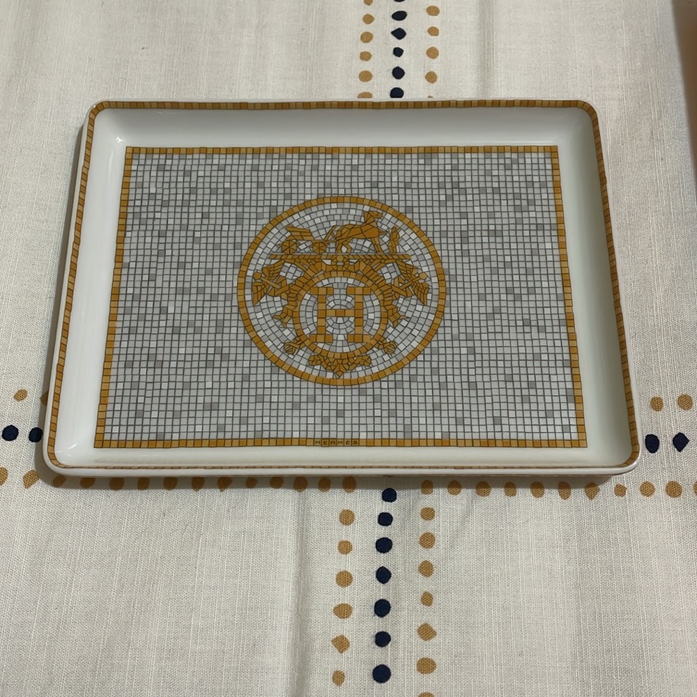 Hermes Mosaique au 24 gold tray, small model